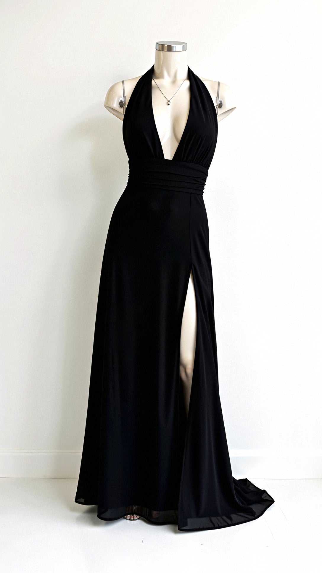 Waleska® | Maxi Halter Dress V-Neck And Slit