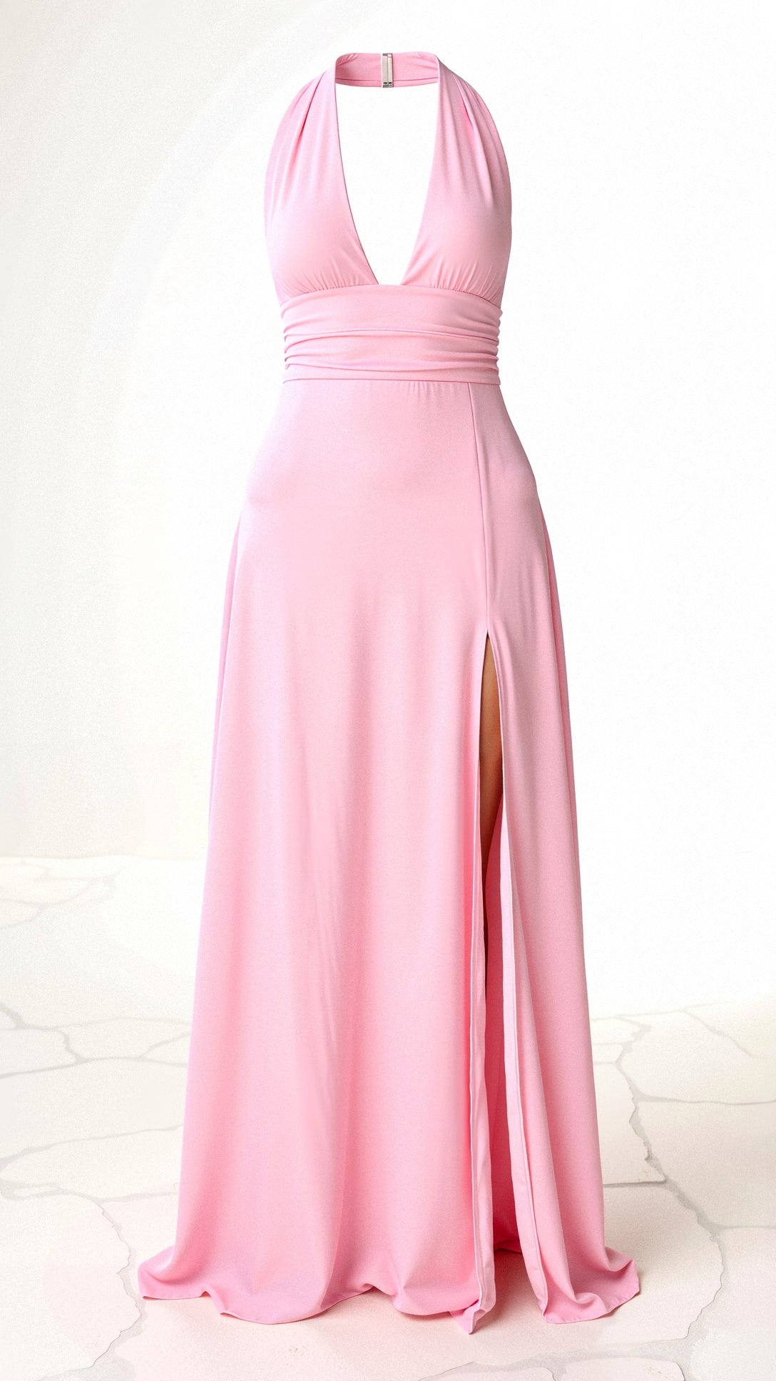 Waleska® | Maxi Halter Dress V-Neck And Slit