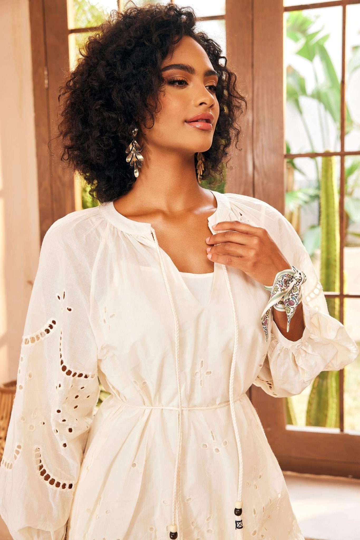Frida® | Embroidered Midi Dress With Hemstitch