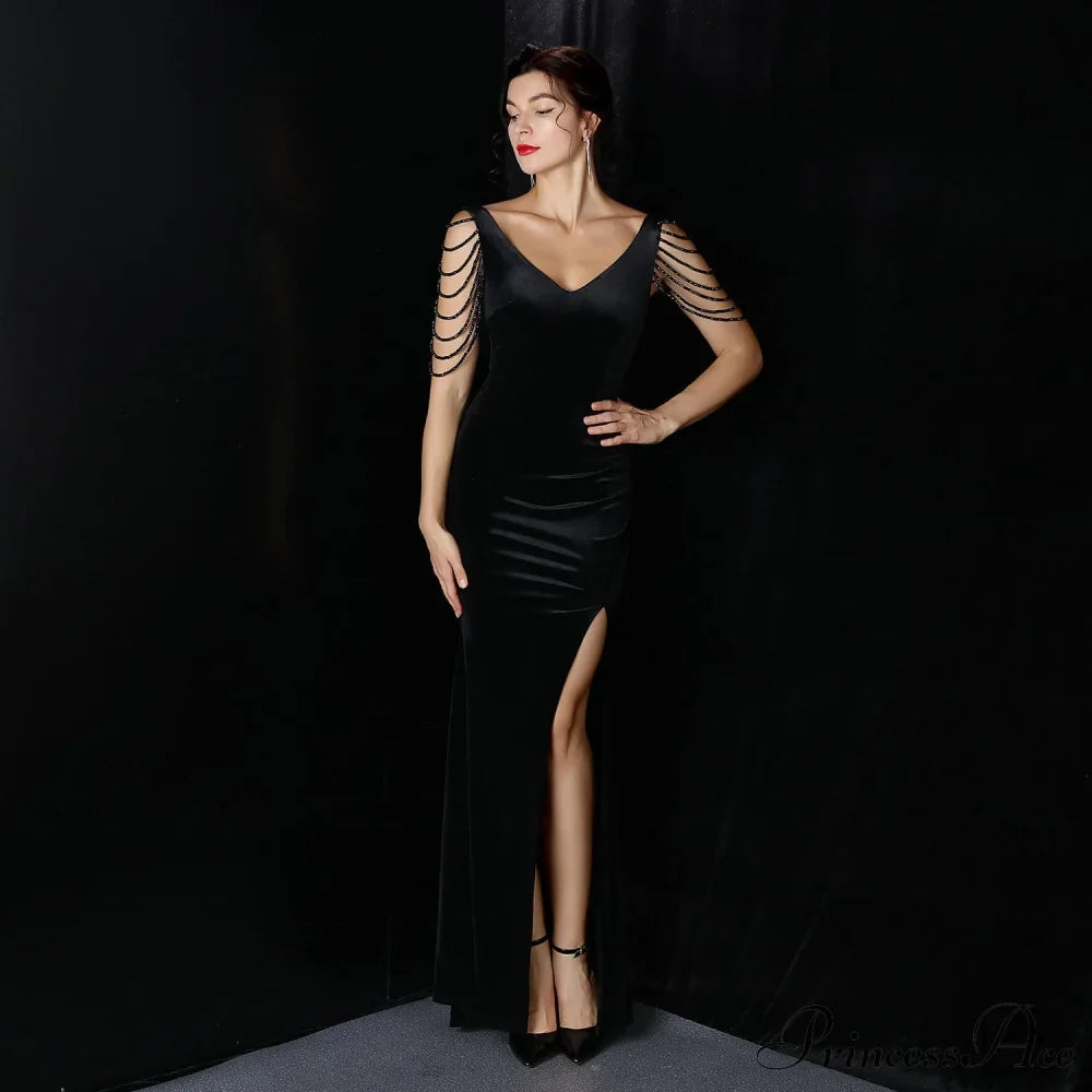 Avery Good Quality Charming Velvet Formal Dress