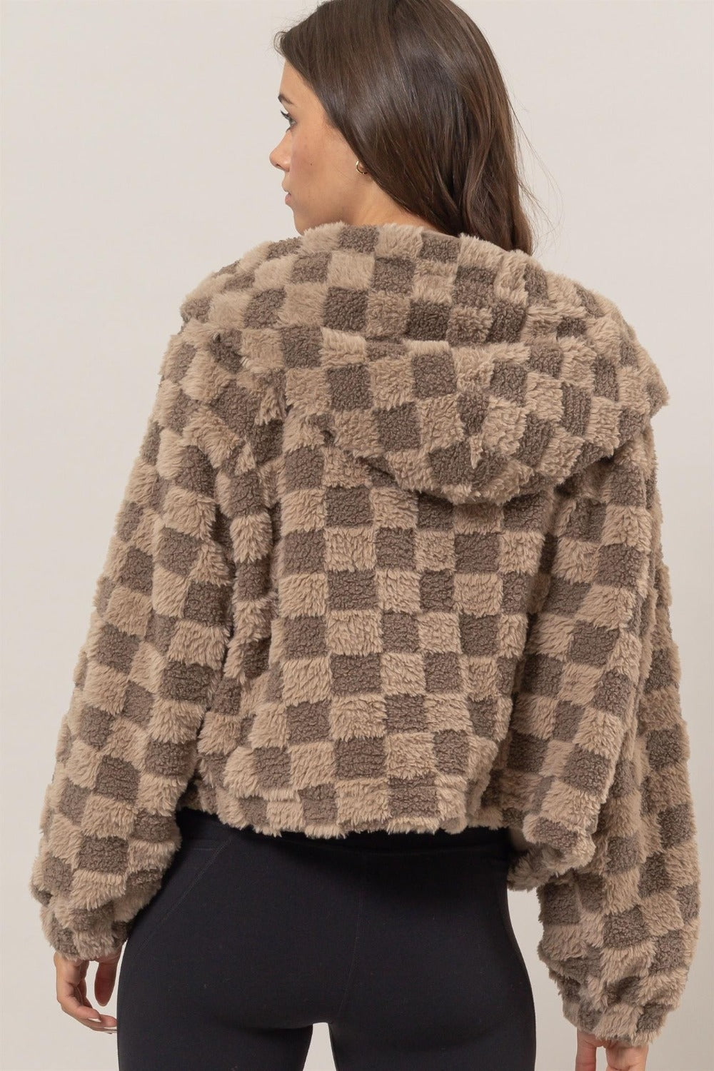 Birgit | Checked Sherpa zip hoodie jacket
