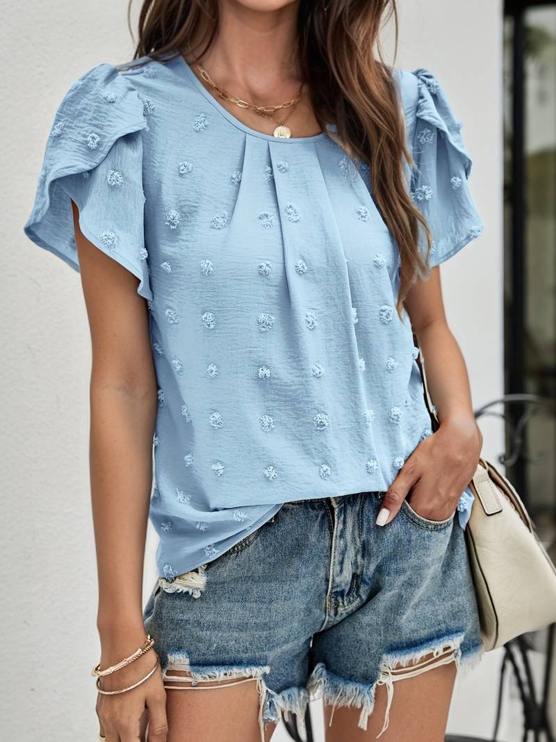 Mónica® | Swiss Dot Blouse With Petal Sleeves