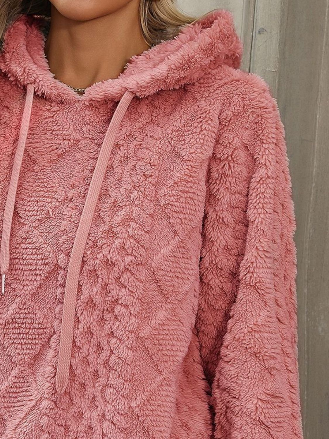 Carina | Long sleeve plush drawstring hoodie
