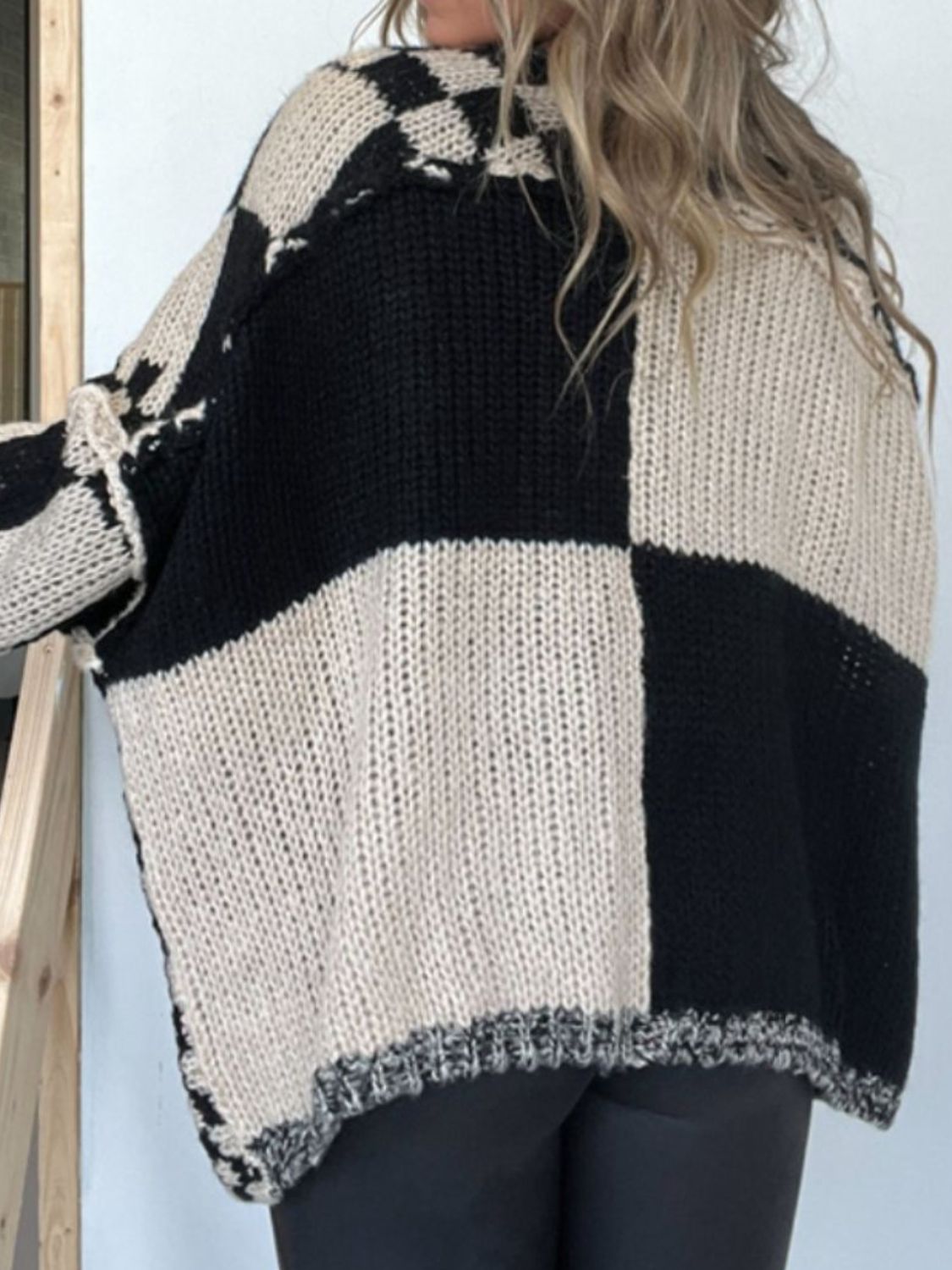 Celia | Checked open front long sleeve cardigan