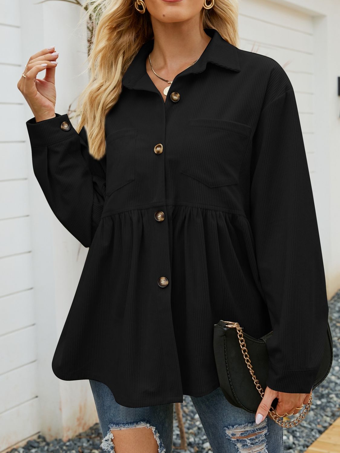 Mirjam | Button-down, long-sleeved shirt