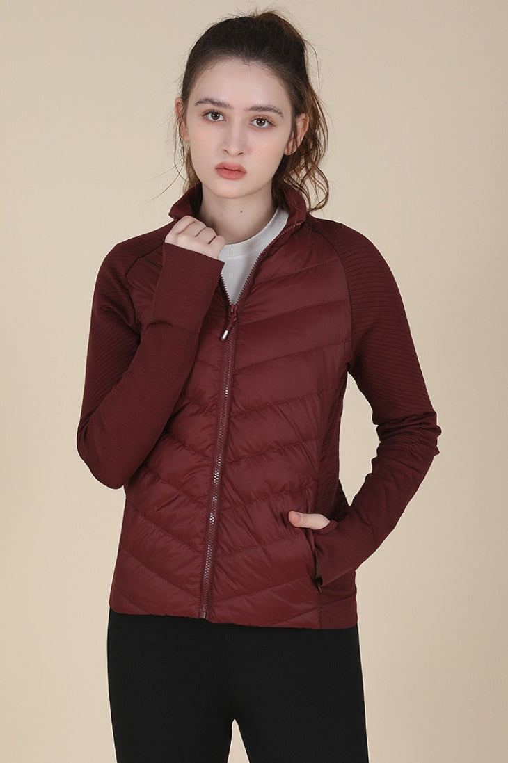 Lightweight Slim Stand Collar Down Puffer Windproof Sports Jacket