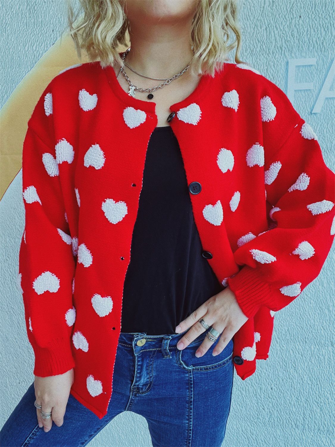 Melanie | Long-sleeved cardigan with heart buttons