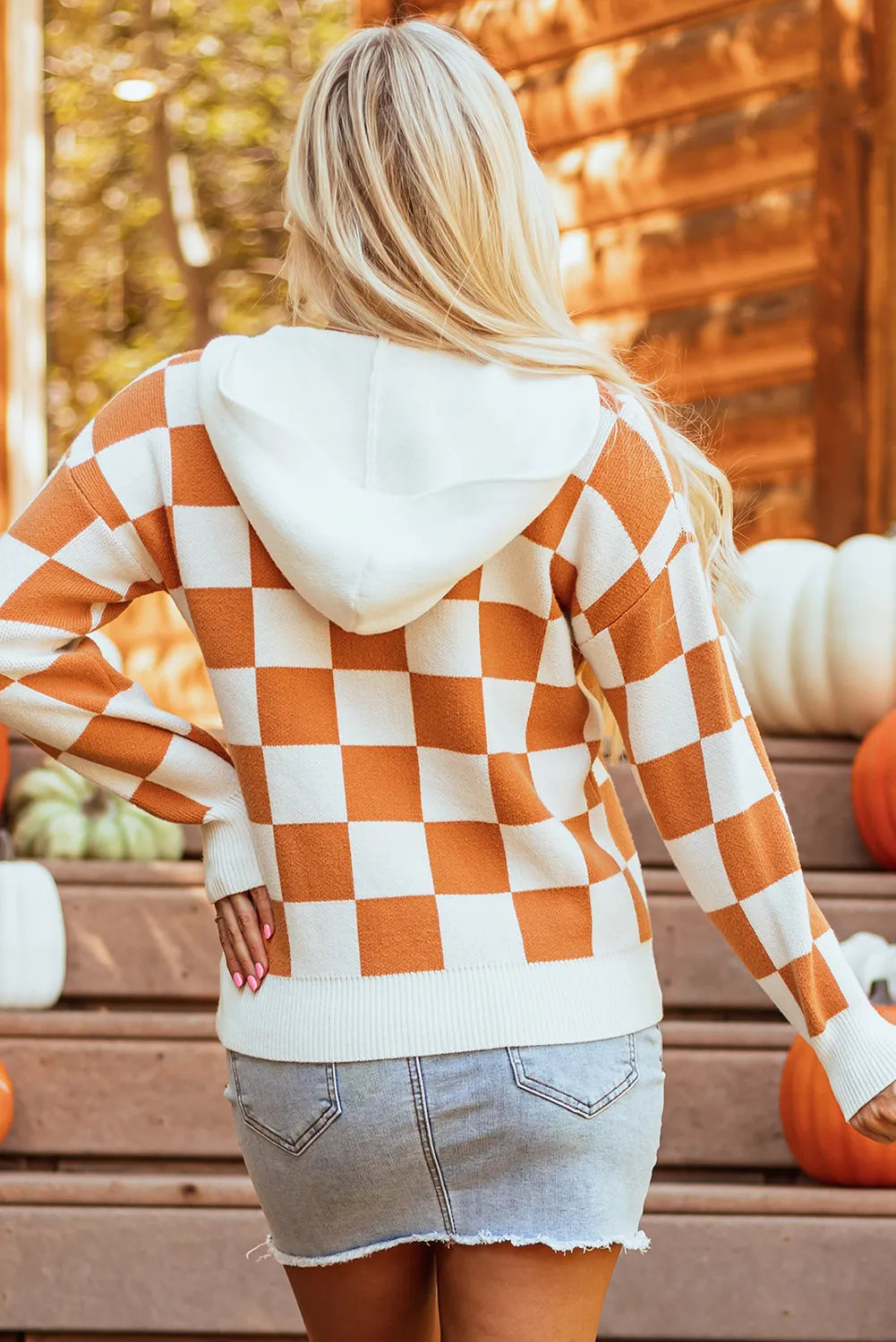 Paulina | Checked long sleeve hoodie