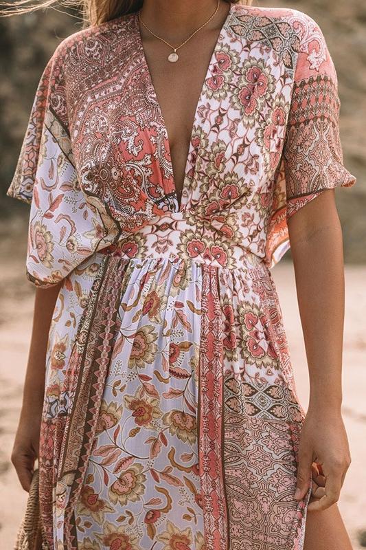 Flor® | Printed V-Neck Cover-Up