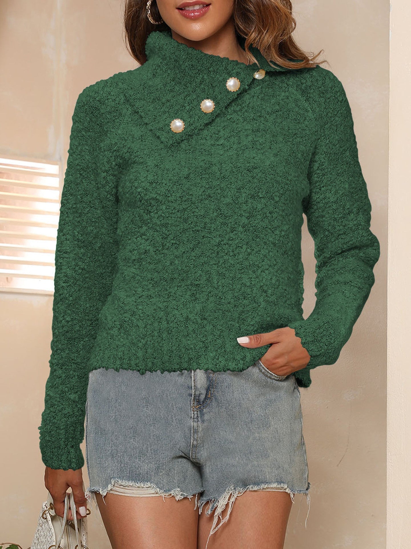 Clara | Asymmetrical long-sleeved sweater with collar