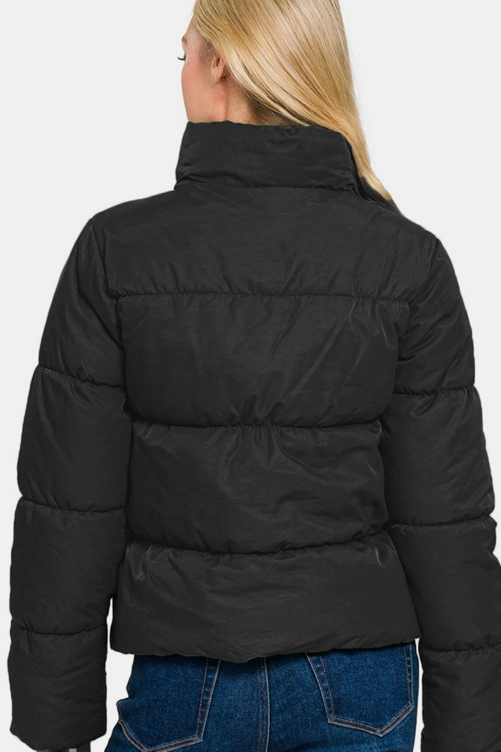 Andrea | Zenana turtleneck puffer jacket with zip and pockets