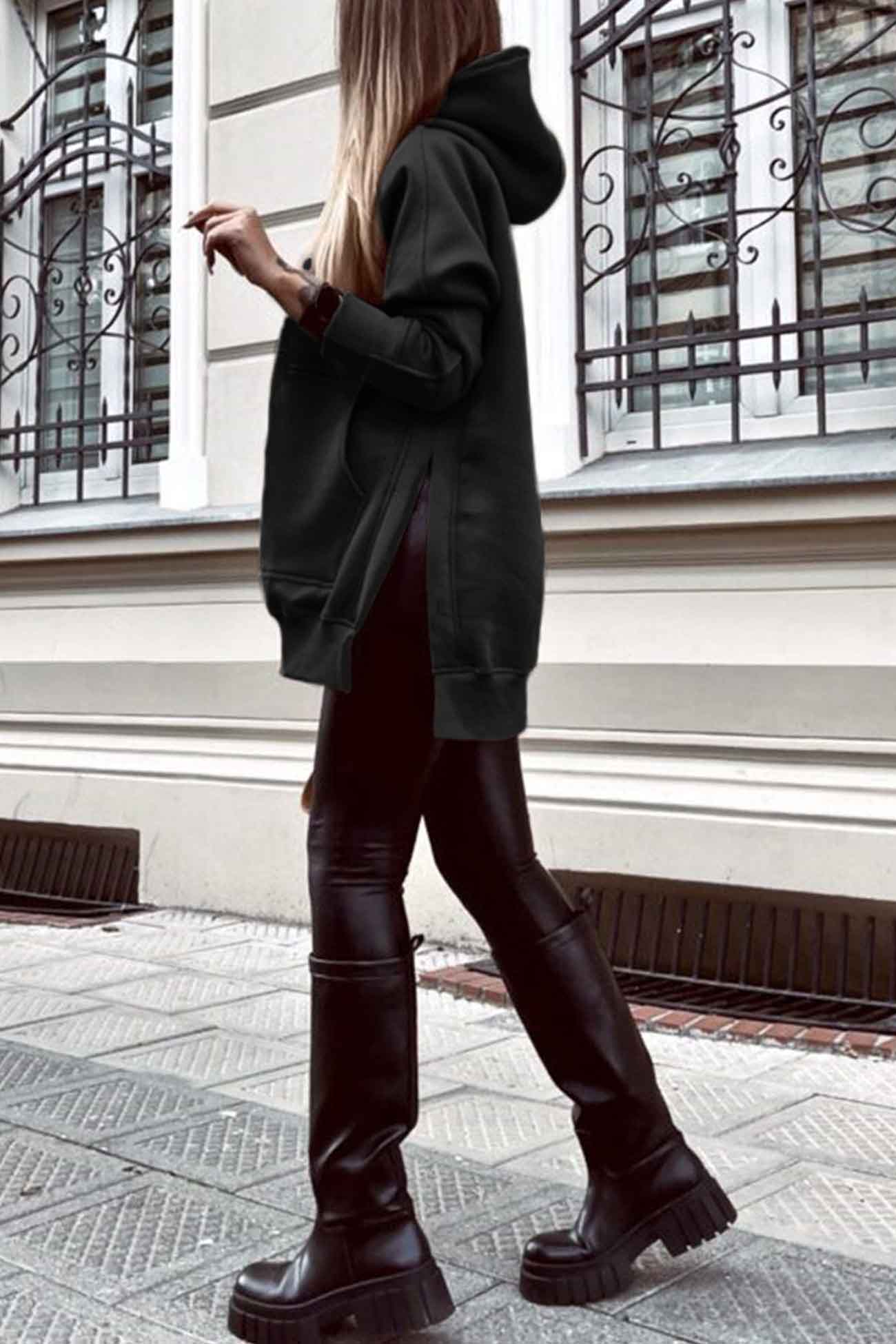 Larissa | Solid color hoodie with pocket slit