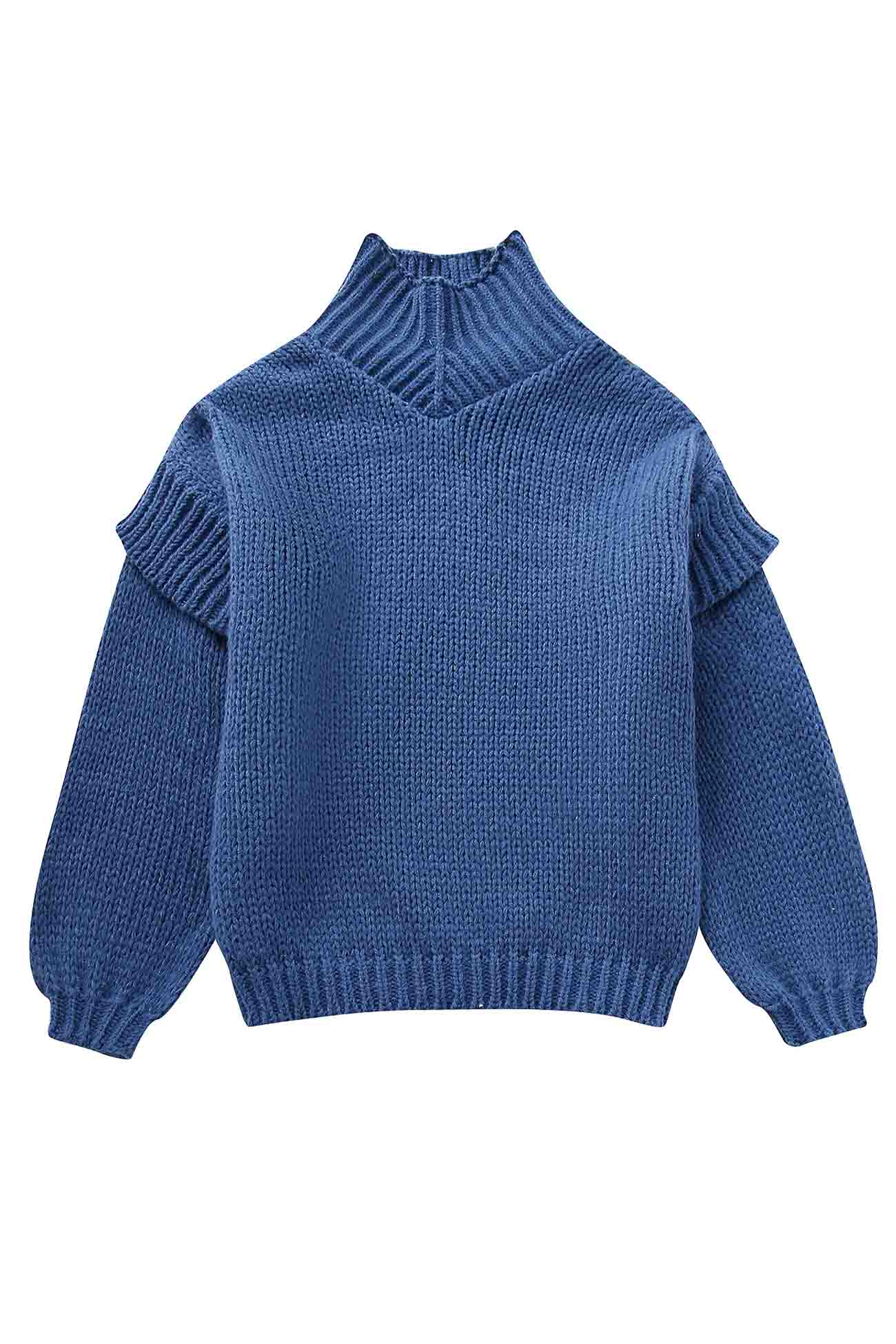 Carina | Solid color sweater with long sleeves and a cowl neckline