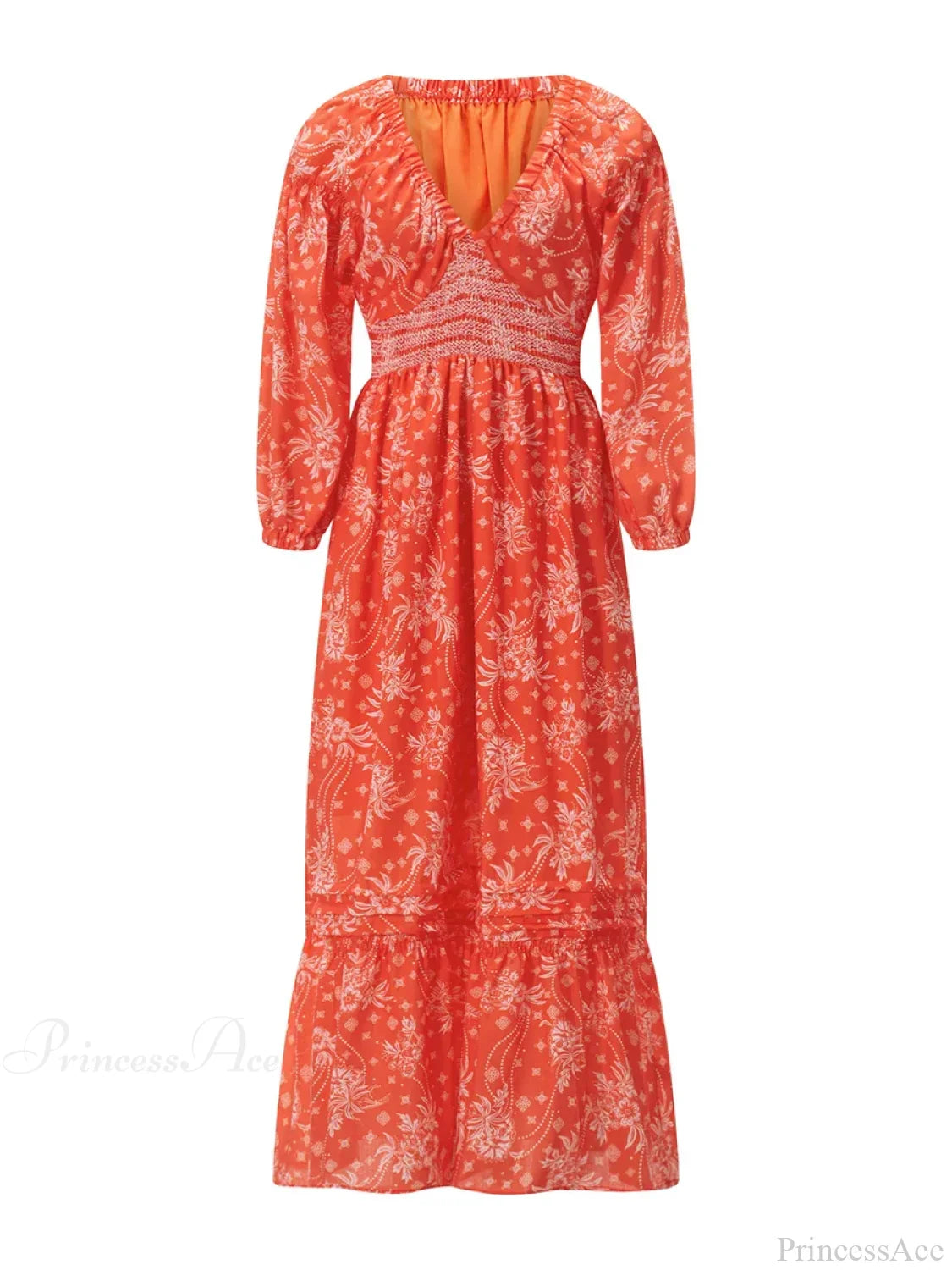Bohemian Floral Print Puff Sleeve Swing Floral Dress