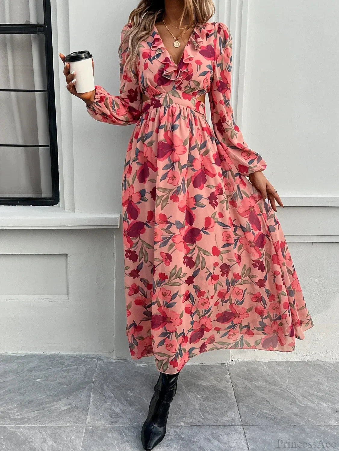 Boho Beach Deep V Neck Maxi Dress