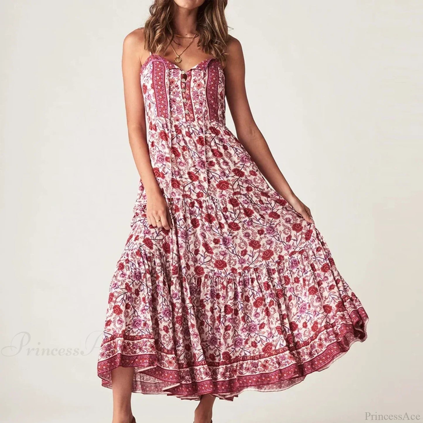 Boho Strap Dresses Gypsy Sleeveless Rayon Floral Print Maxi Dress