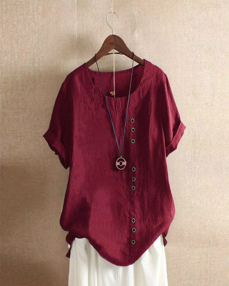 Beatrice | Women’s Summer Button Detail Casual Blouse