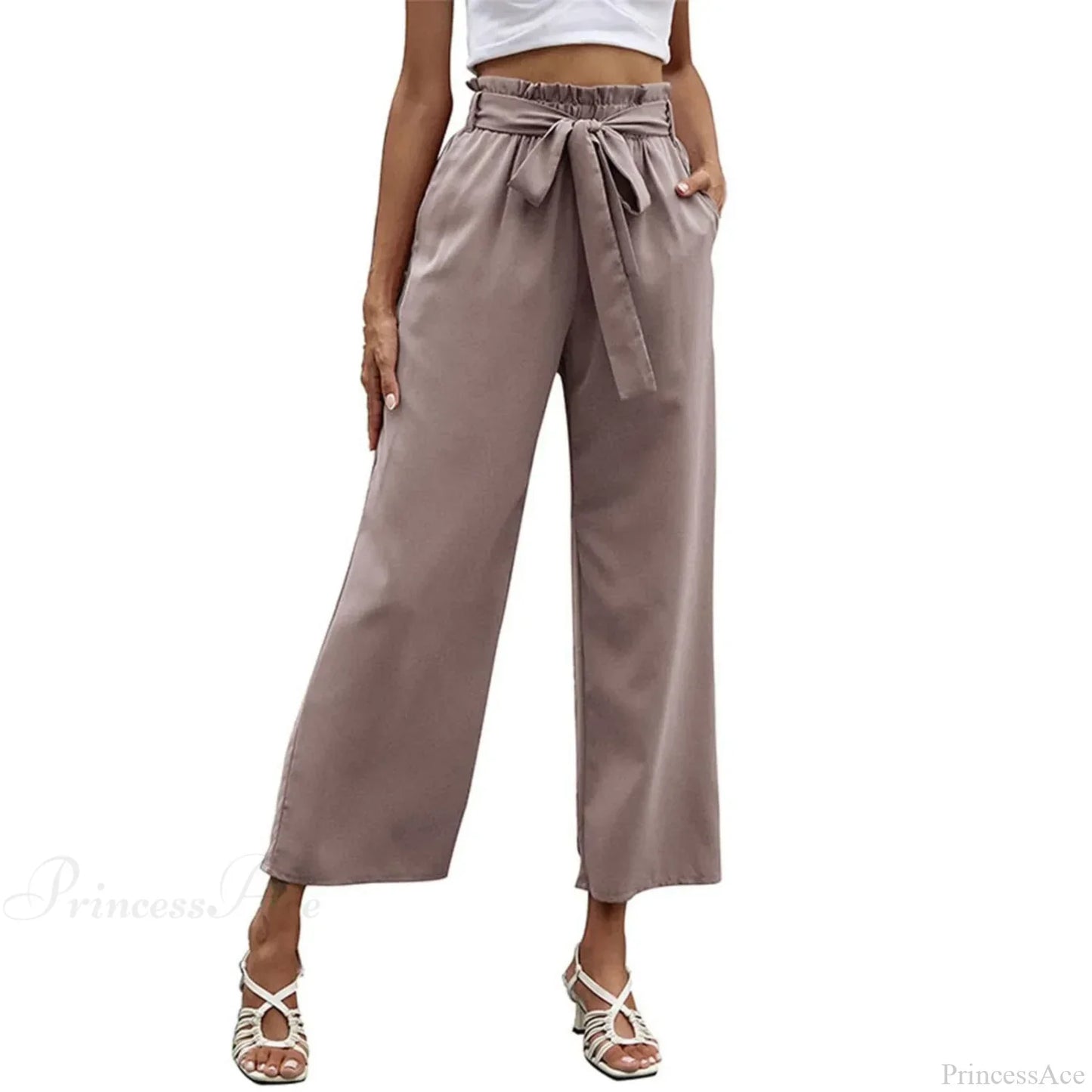 Bow Waistband Pleated Cotton Linen Pants