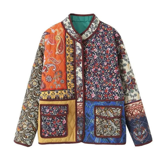 Pilar | Floral print coat with patchwork pockets