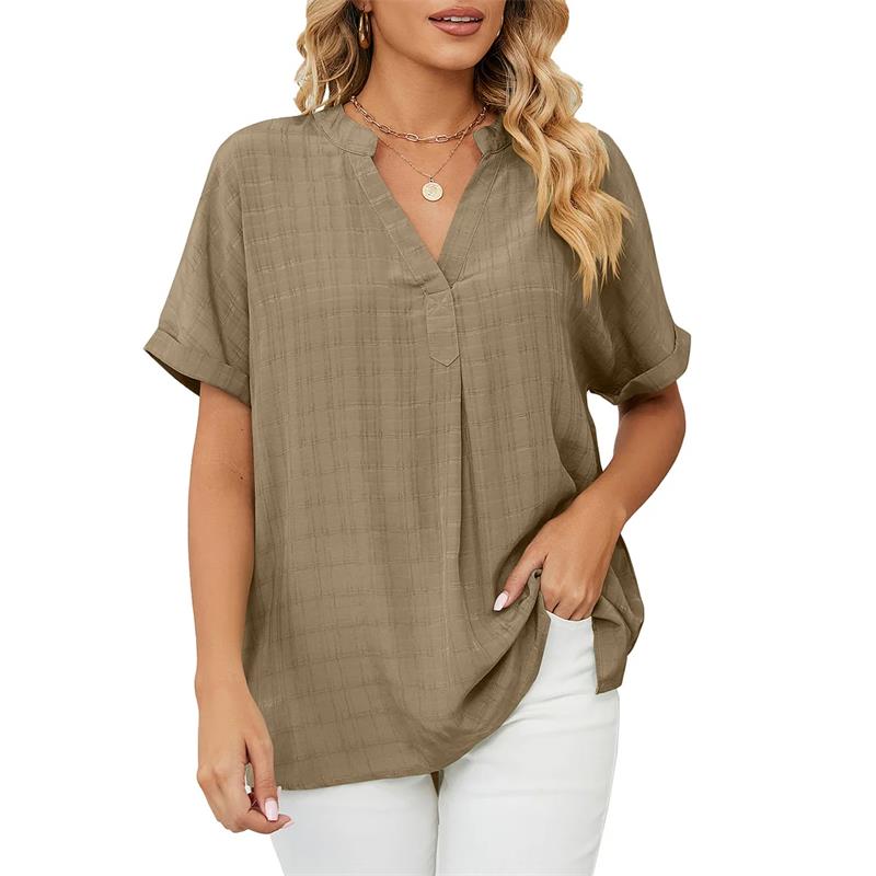 Simone® | Classic V-Neck Short-Sleeved Blouse