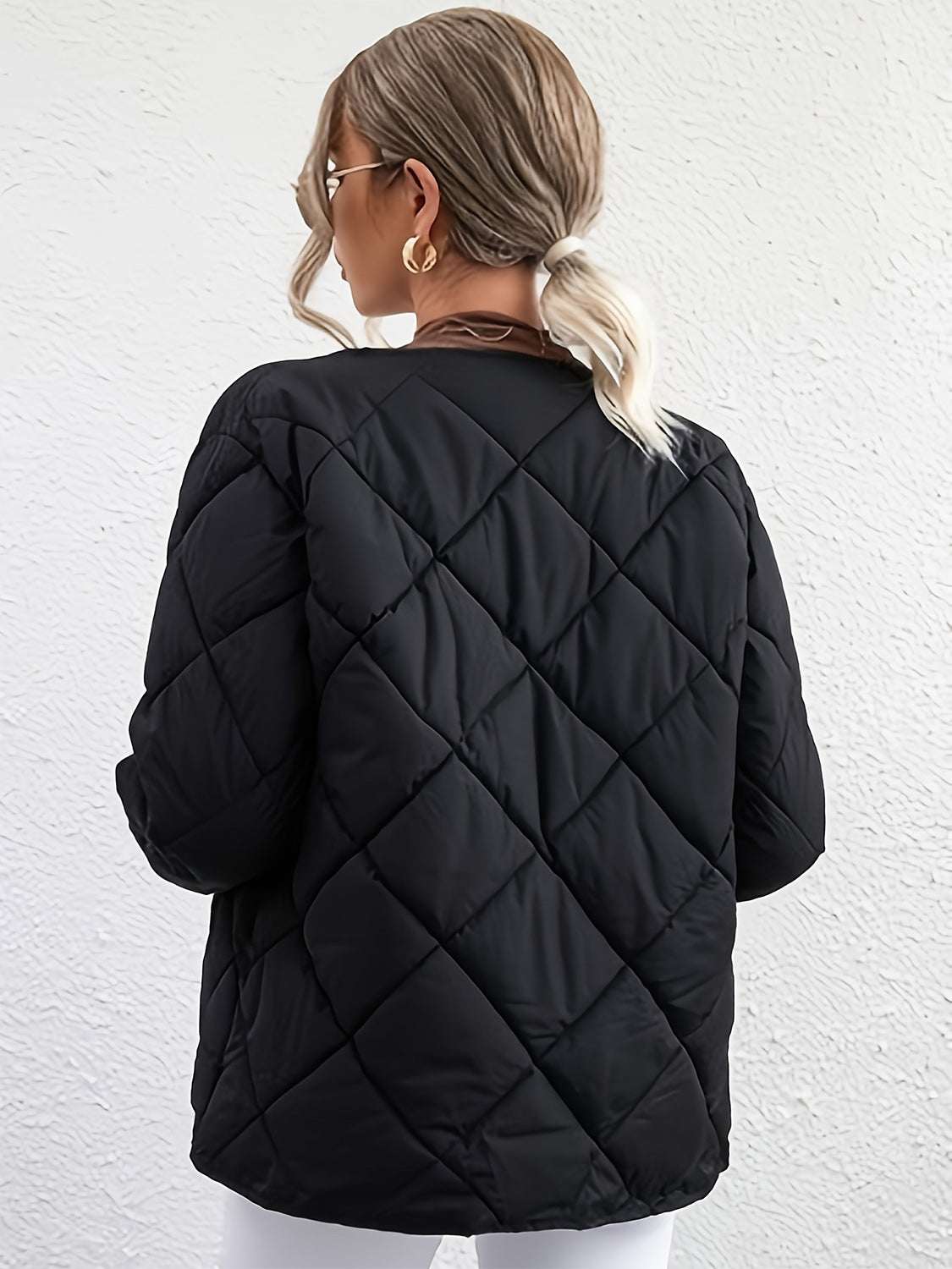 Antonella | Long sleeve winter coat with bubble structure and snap buttons
