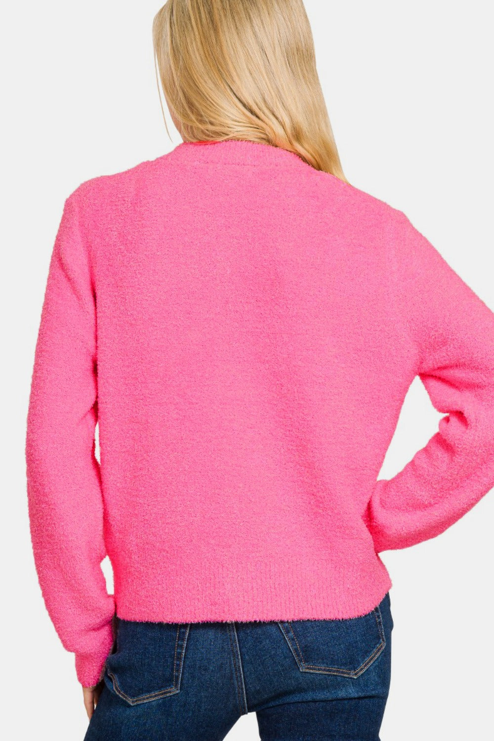 Valeria | Long sleeve pullover cardigan with button placket