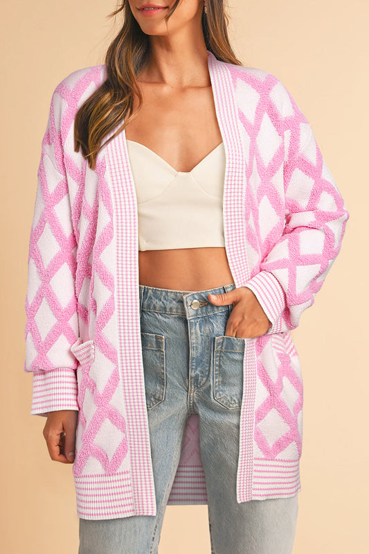 Jimena | Geometric open front long sleeve cardigan