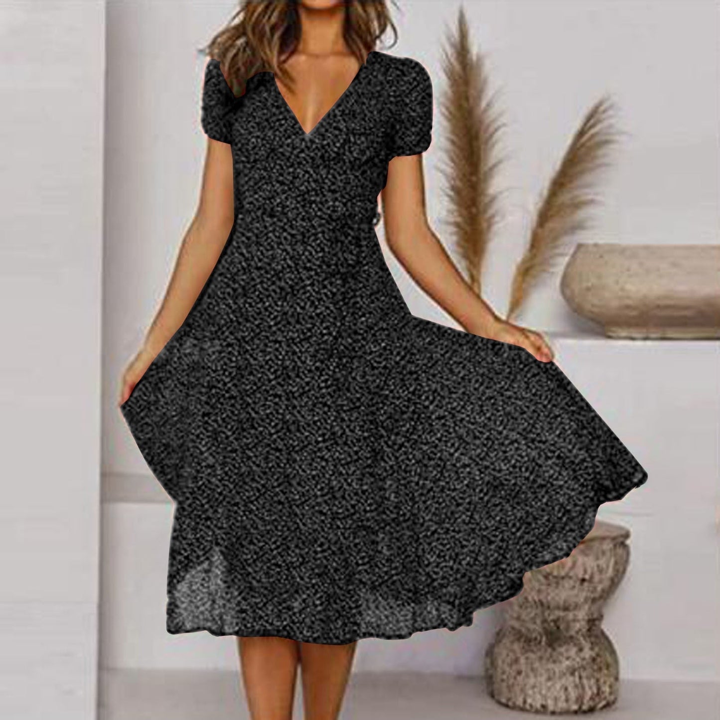 Candice | Women's V-Neck A-Line Midi Dress