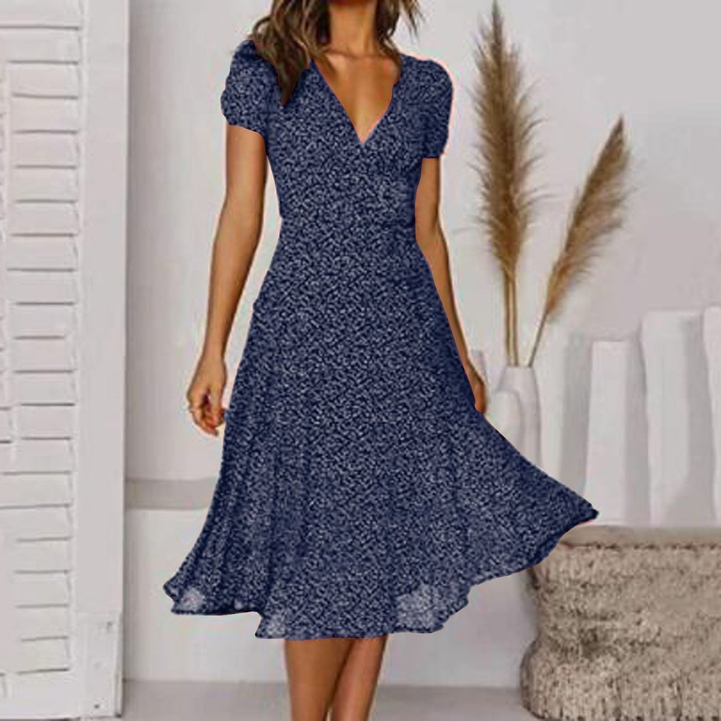 Candice | Women's V-Neck A-Line Midi Dress