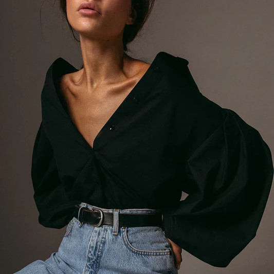 Bryanne® | Women Puff Sleeve Button Blouse