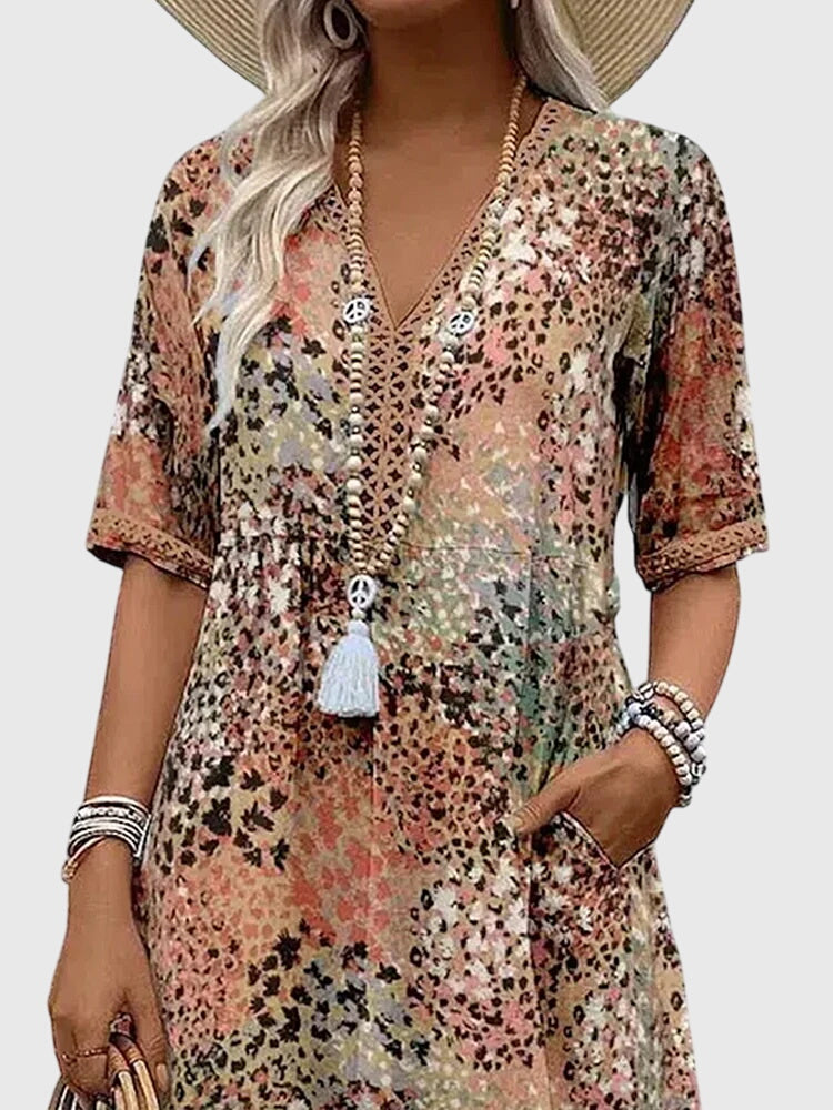 Casey | Women's V-Neck A-Line Midi Dress