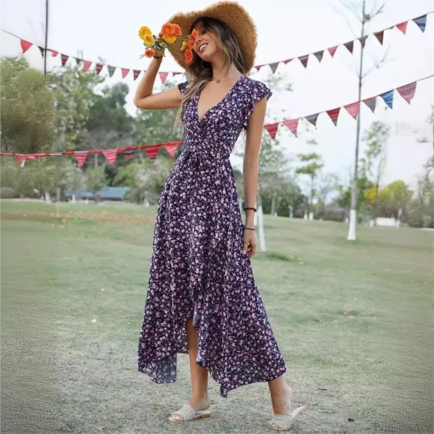 Casual Fitted Floral Print Dress