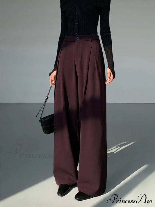 Casual Pleated Graceful Wide Leg Pants