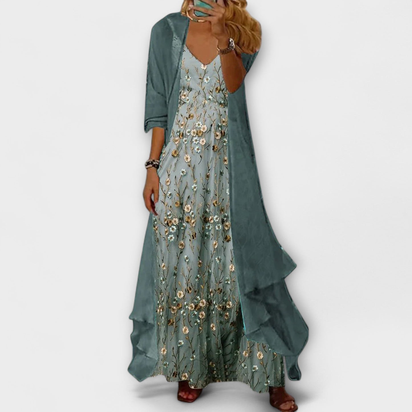 Catherine | Women's V-Neck Sleeveless Maxi Dress