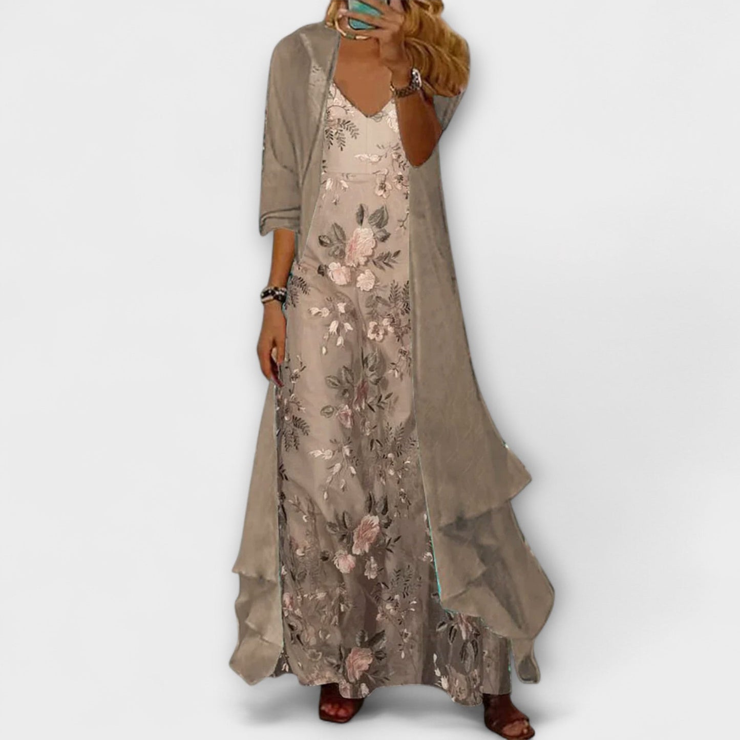 Catherine | Women's V-Neck Sleeveless Maxi Dress