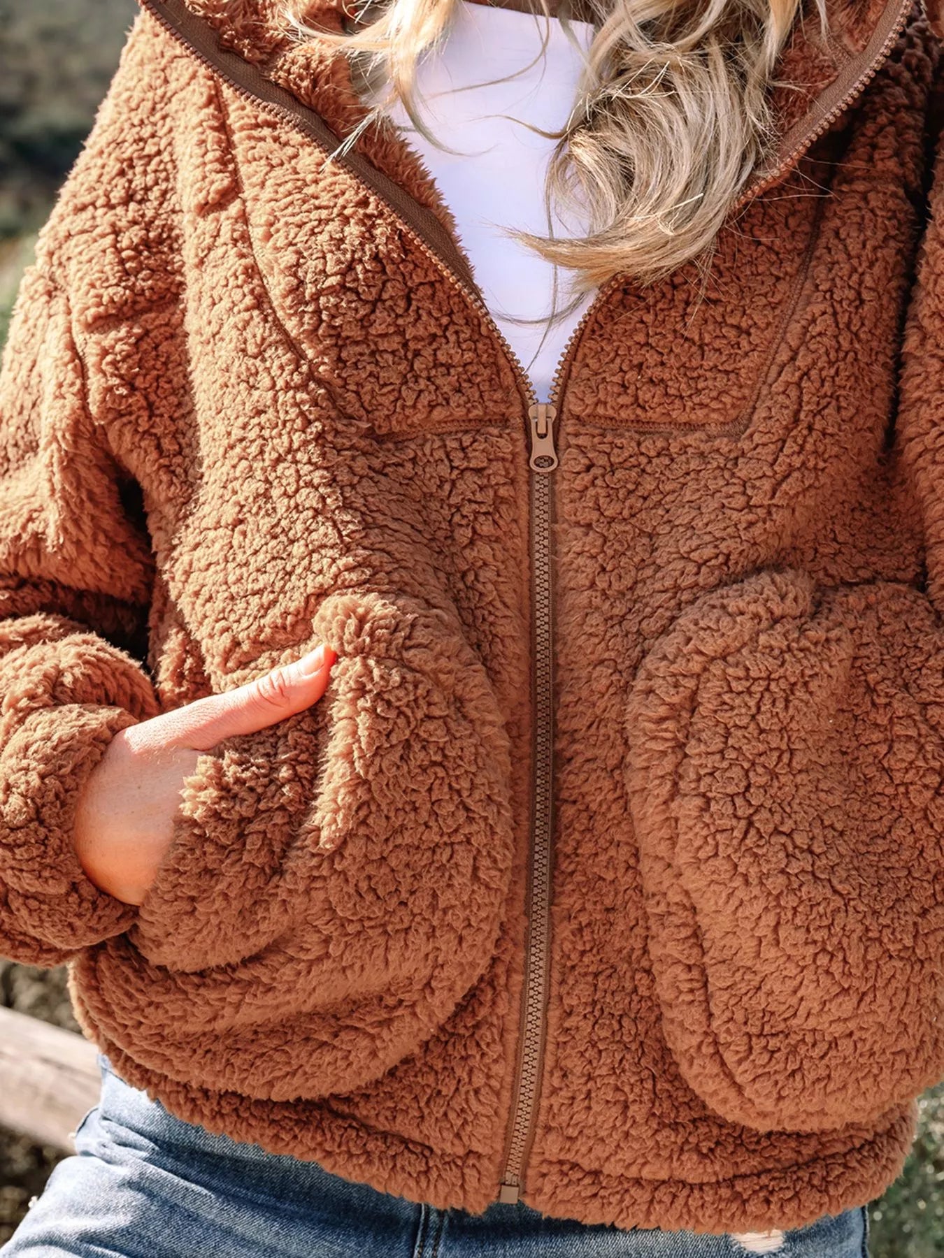 Marjorie | Women's Relaxed Fit Zip Up Teddy Jacket