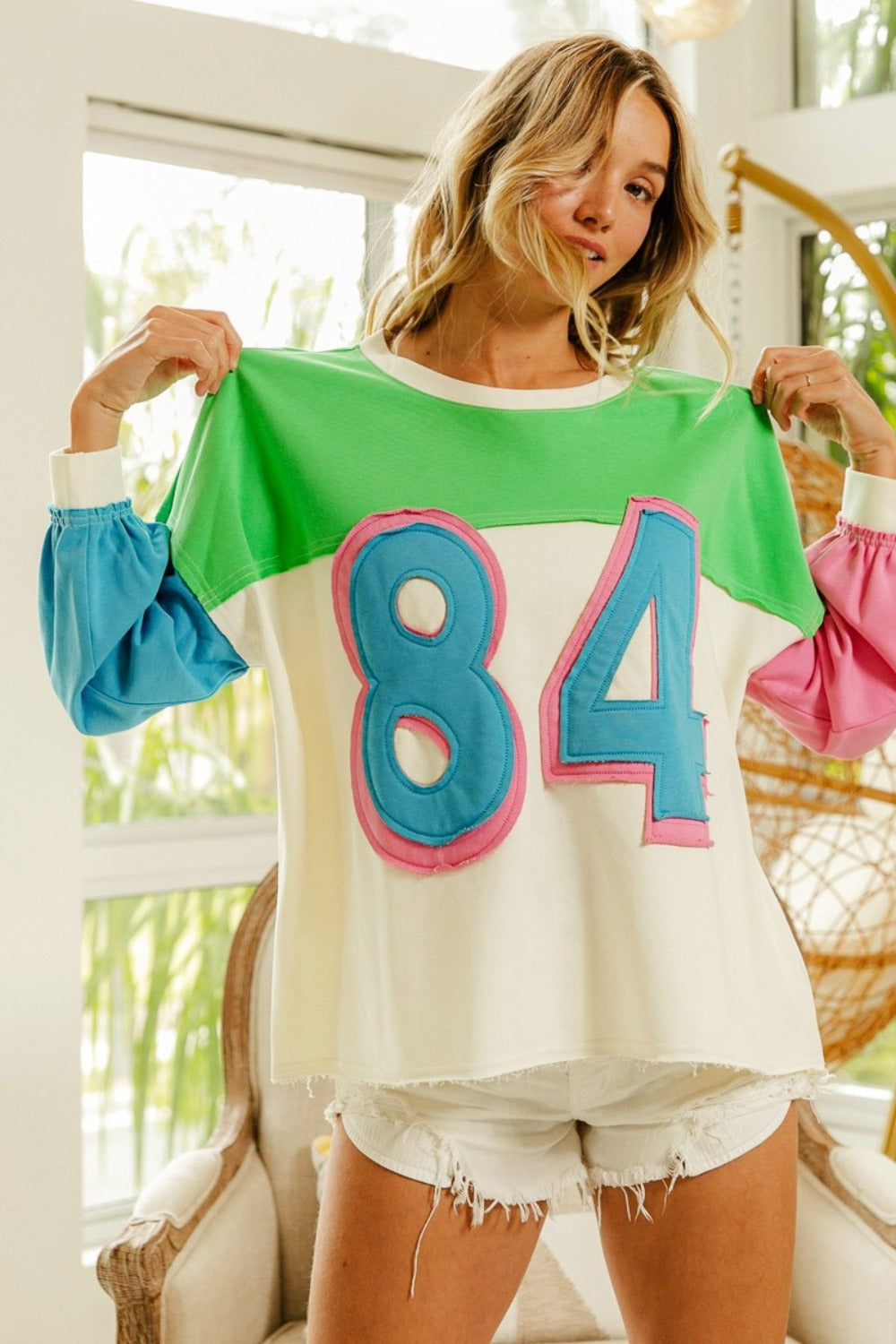 Alida | Long sleeve top with color block patches