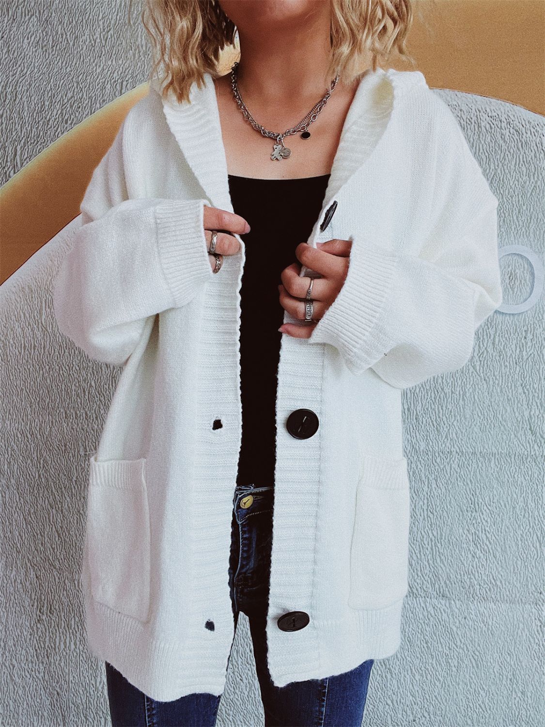 Beatrice | Long-sleeved cardigan with hood and dropped shoulders
