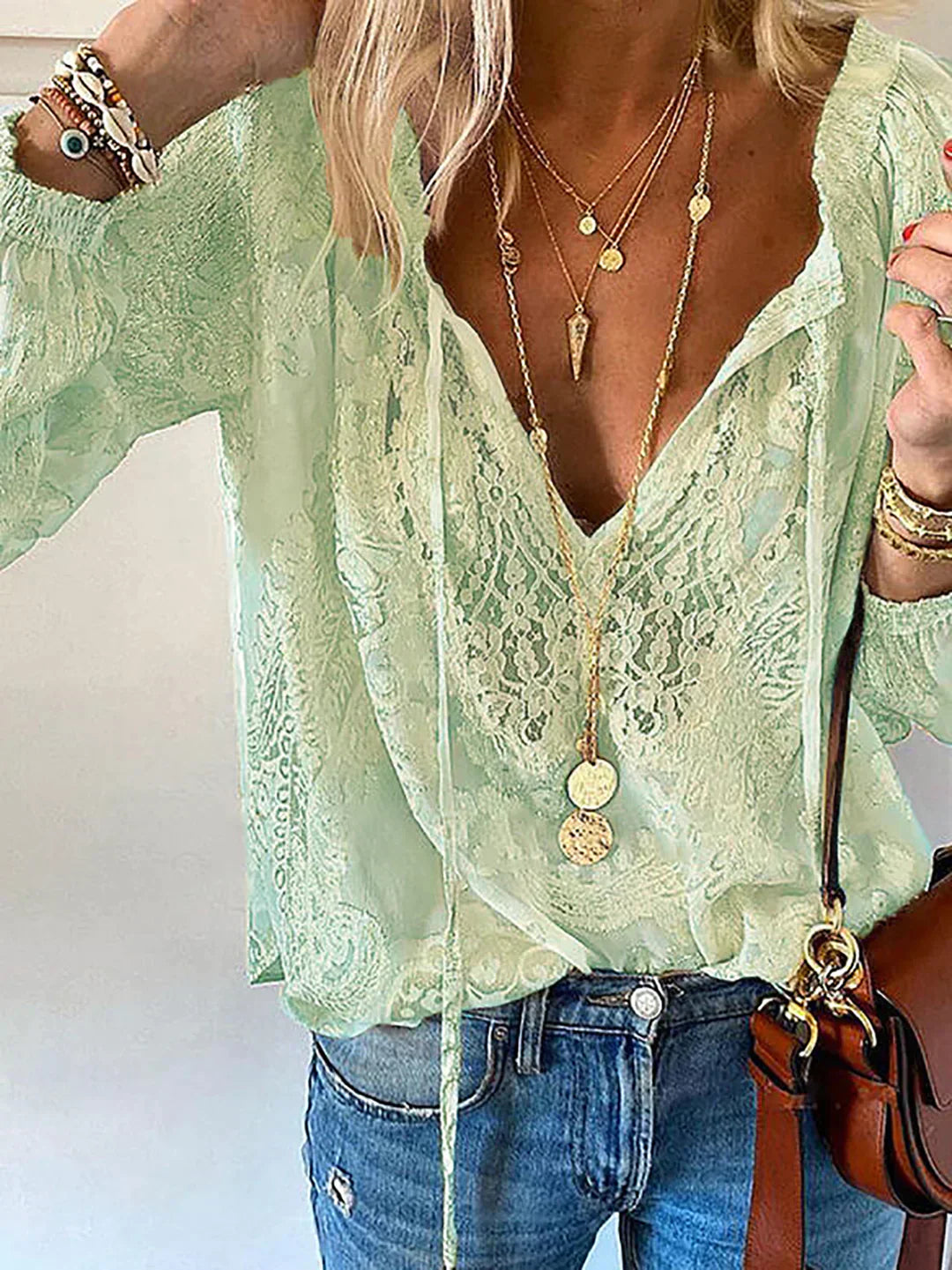 Bucich® | V-Neck Lace Chiffon Blouse