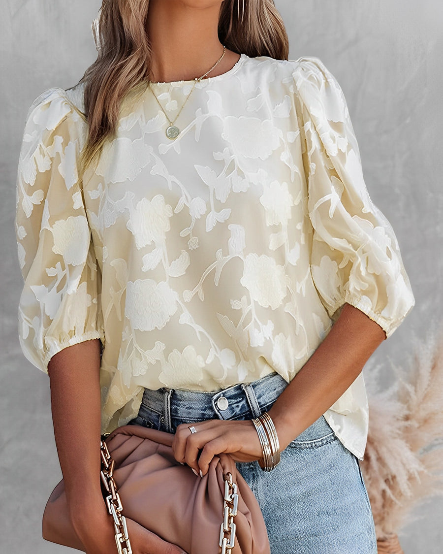 Maya® | Elegant Floral Blouse With Puff Sleeves