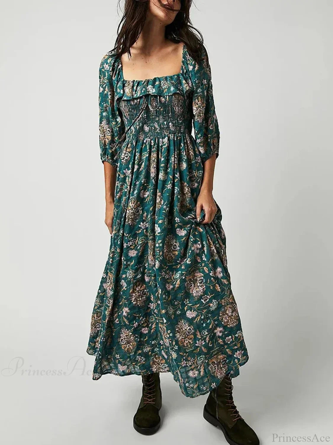 Chic Boho Backless Ruffle Floral Dress