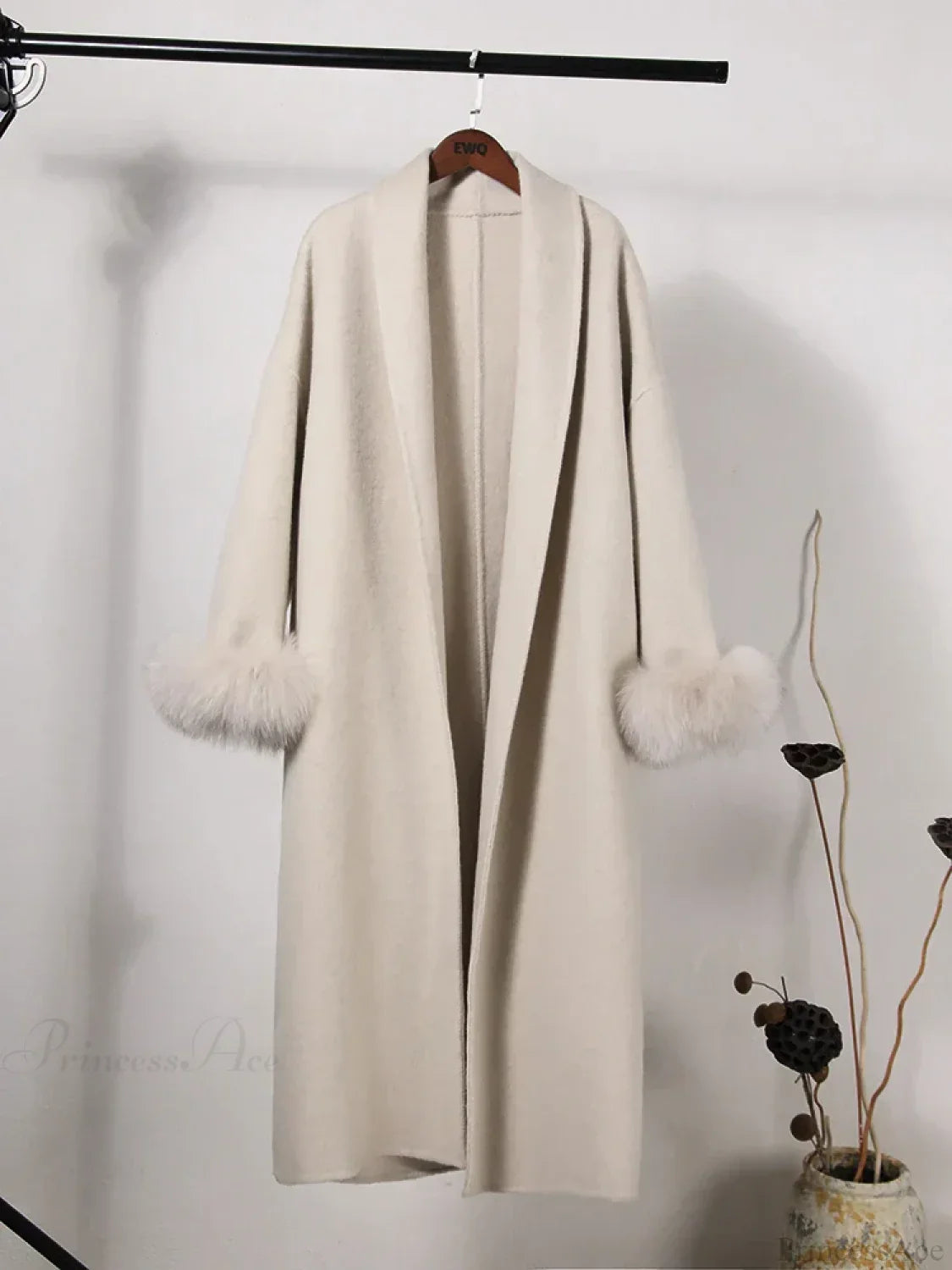 Chic Brown Woolen Tops Overcoat