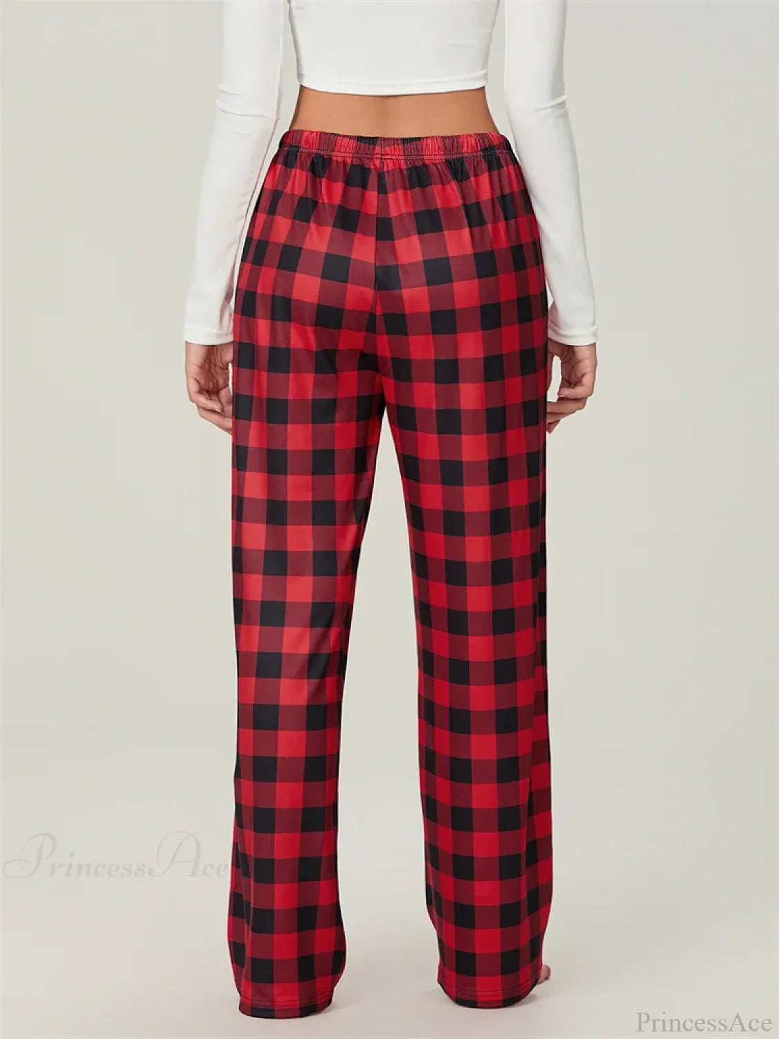Plaid Print Lace-Up Elastic Sleep Pant