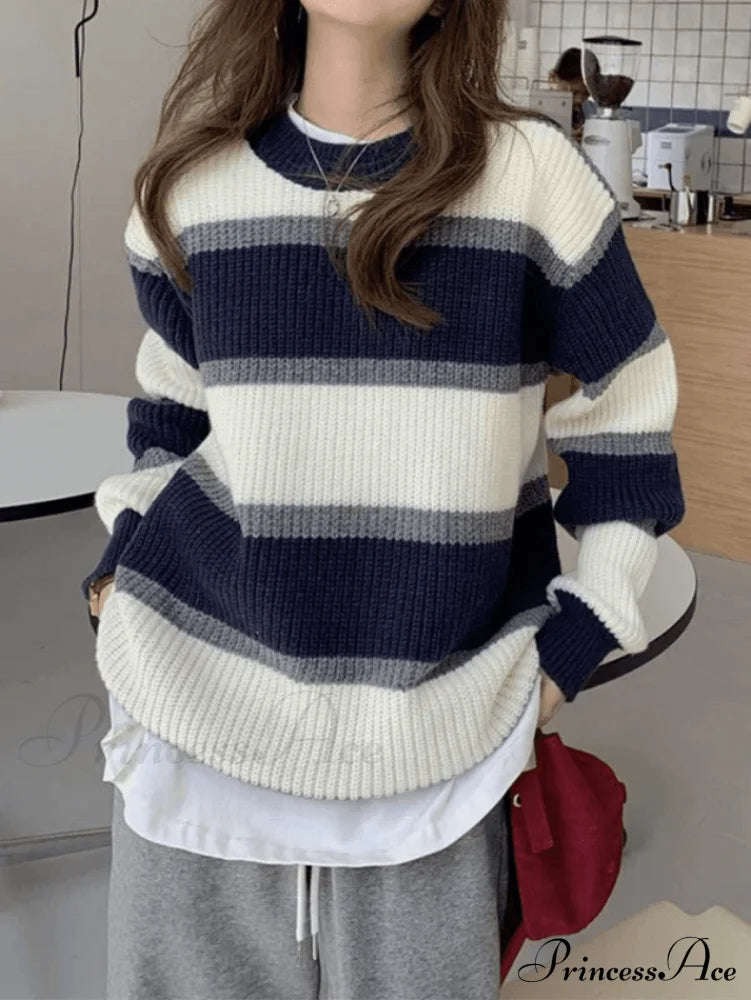 Color Block Striped Trendy Knit Crop Top