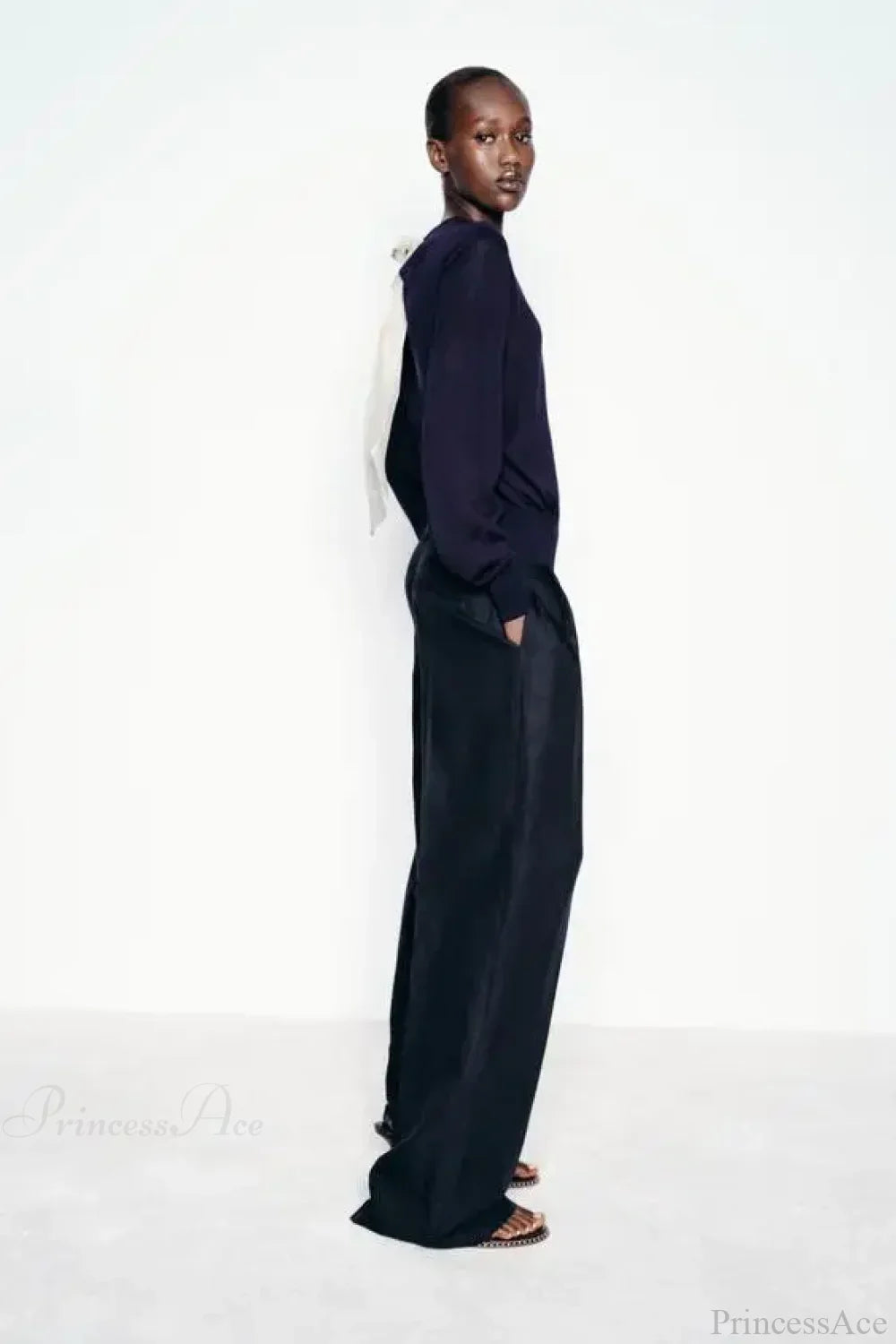 Color Contrasting Bow Bat Sleeve Cardigan