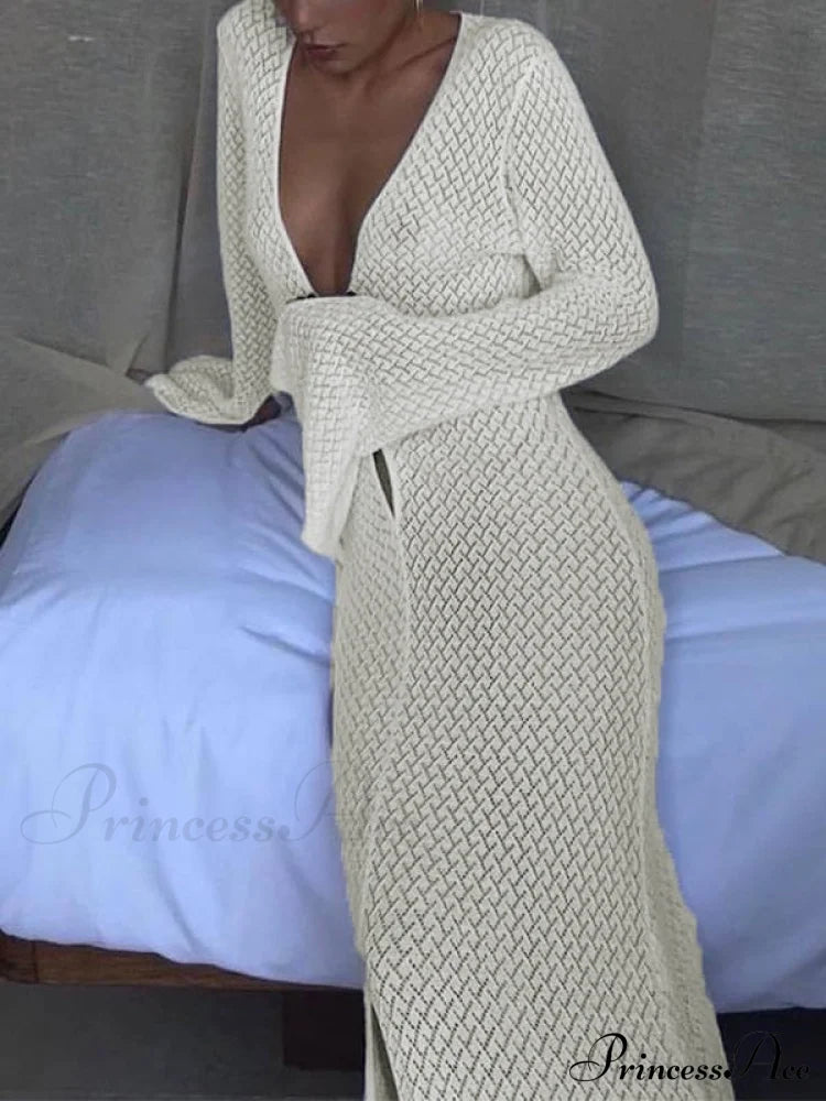 Crochet Lace Graceful Long Sleeve Blouse