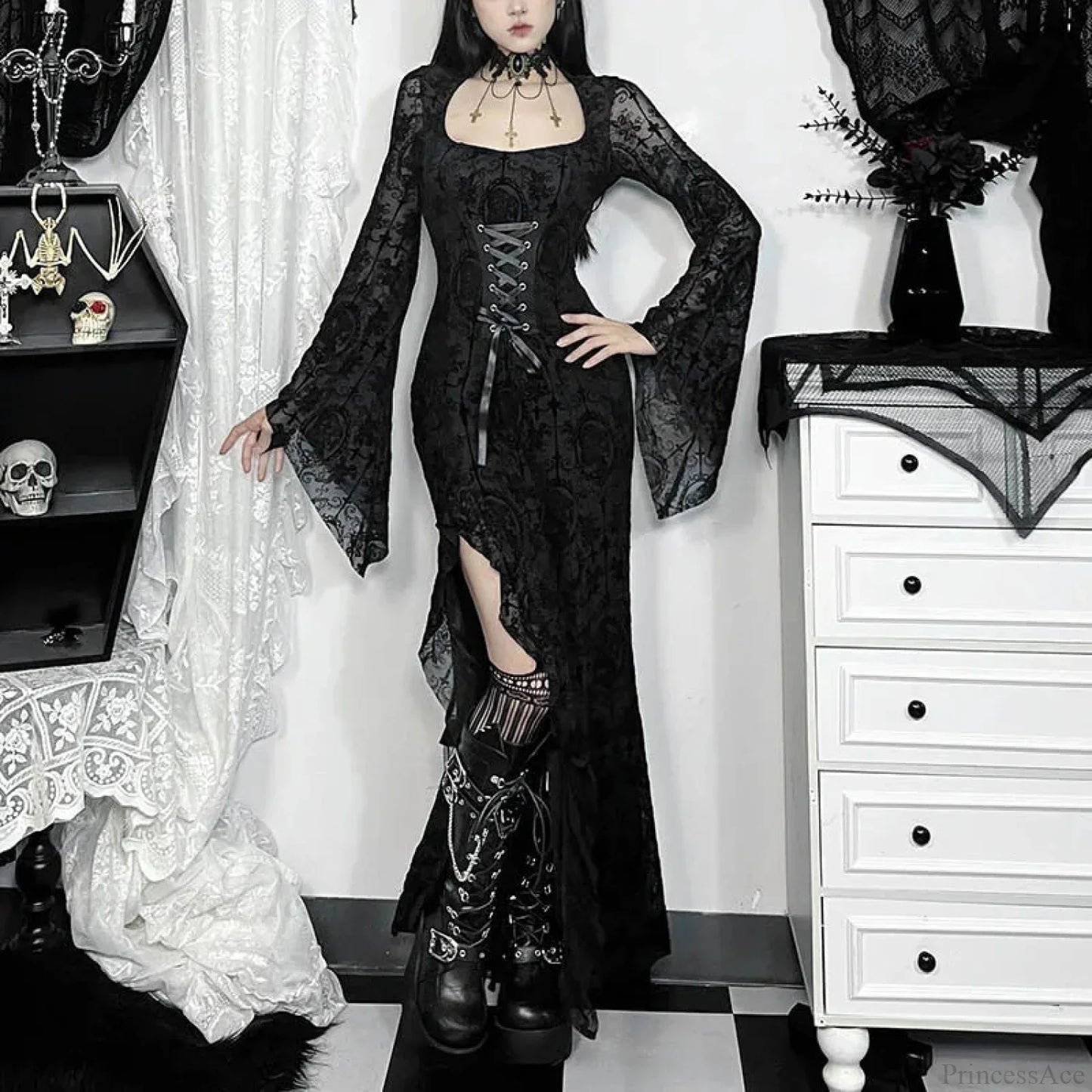 Cross Soft Long Sleeved Midi Dress
