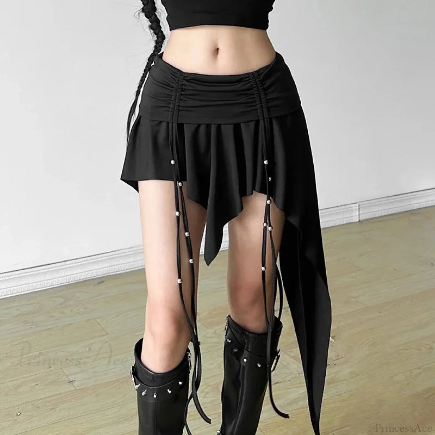 Cross Stitched Denim Skirt