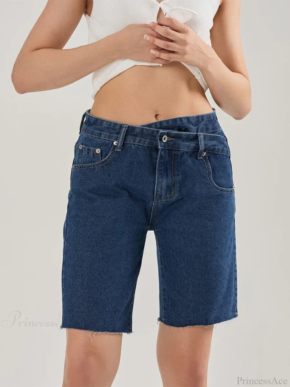 Crossover Asymmetrical Denim Short