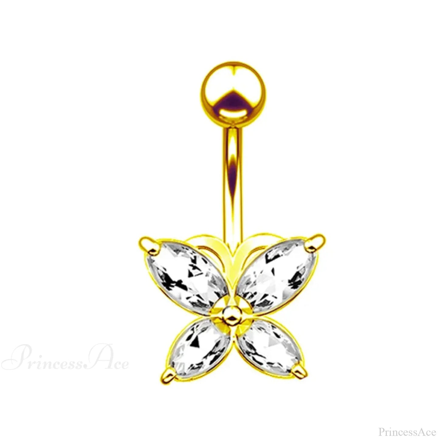 Crystal Heart Pink Gothic Belly Ring